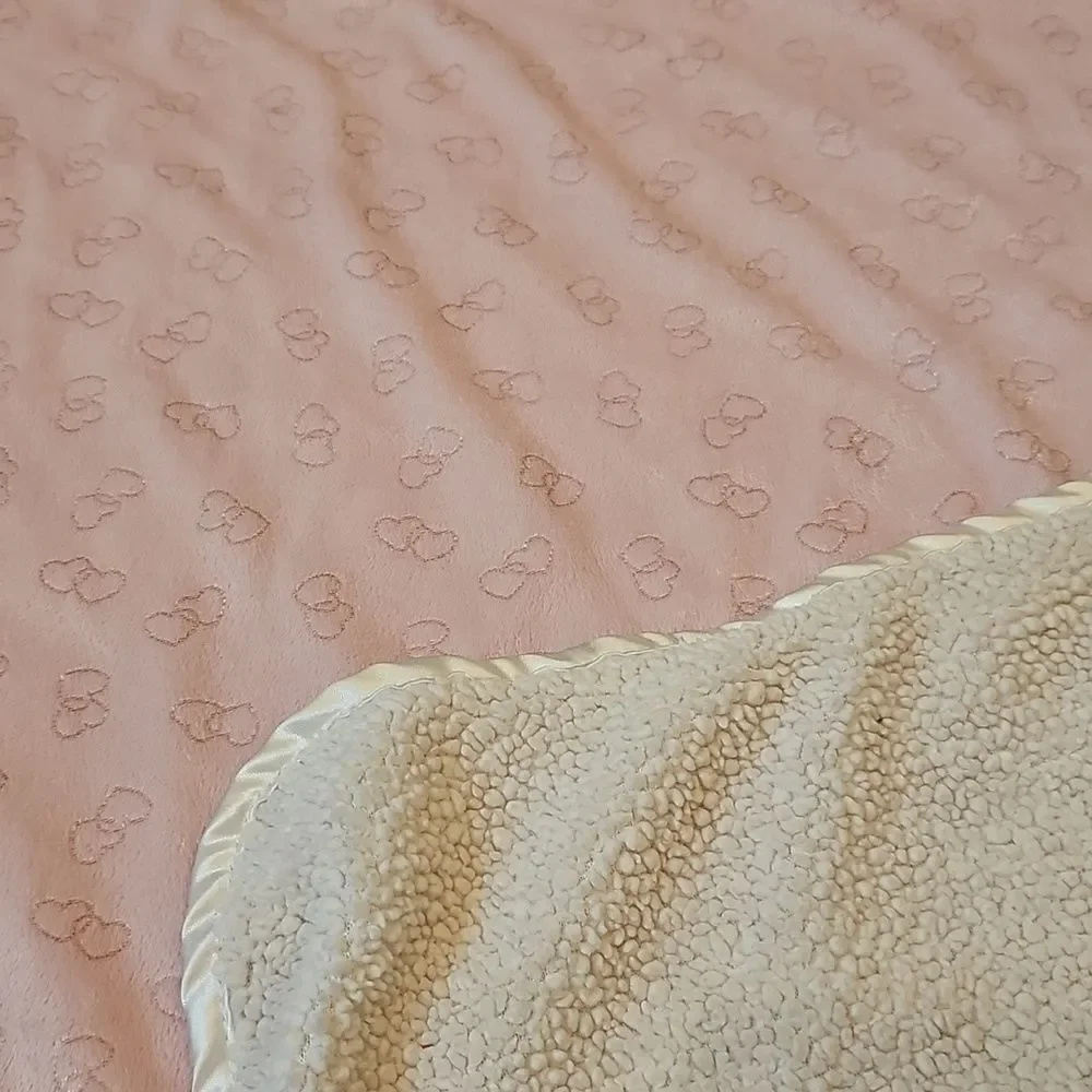 Pink Baby Blanket with Heart Pattern